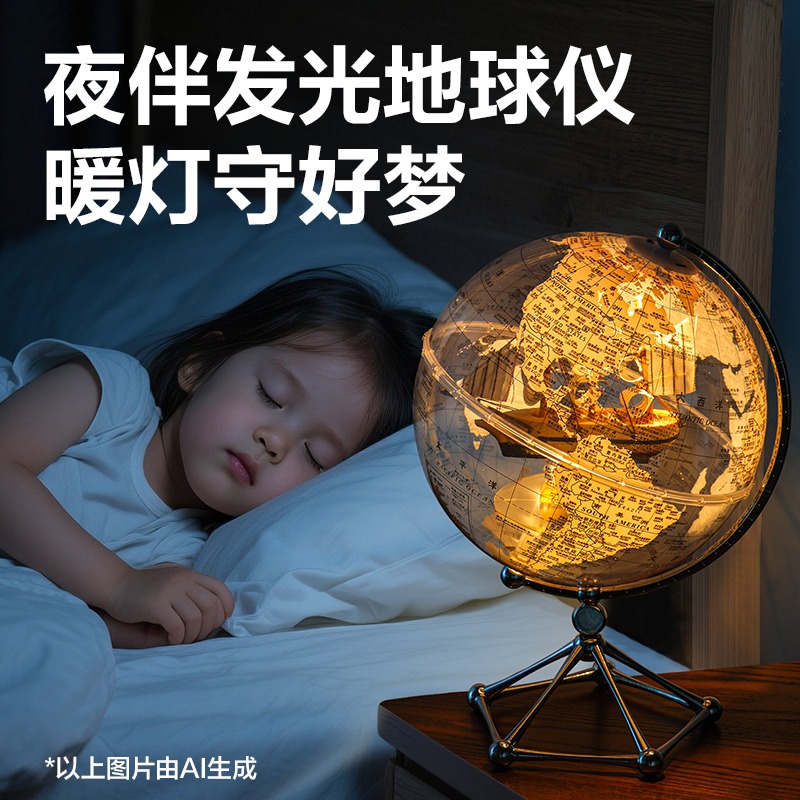 得力LG116-20C透明地球儀-20cm帆船款(混)(盒)