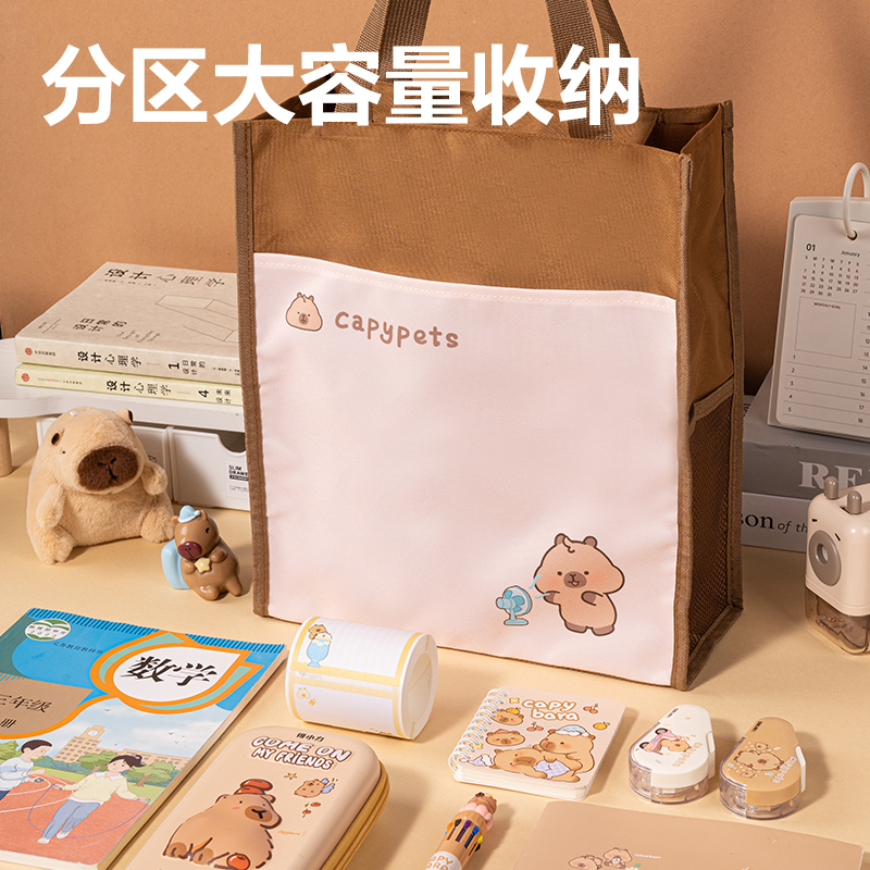 得力BL757卡皮巴拉簡(jiǎn)約補(bǔ)習(xí)袋(混)(個(gè))
