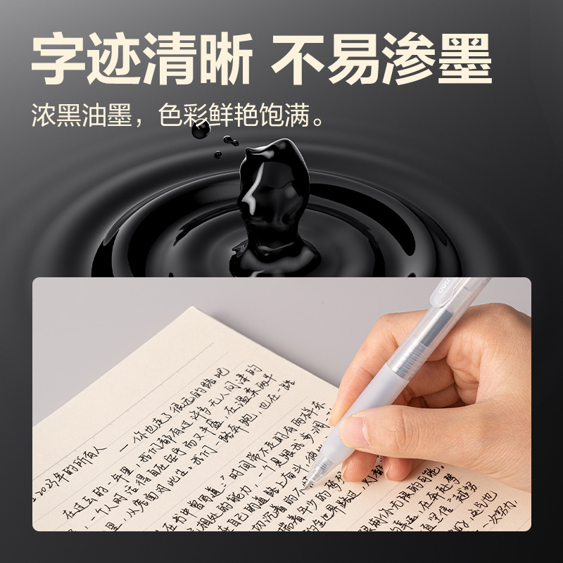 得力S218常規(guī)按動(dòng)中性筆0.5mm雙球珠子彈頭(黑)(支)