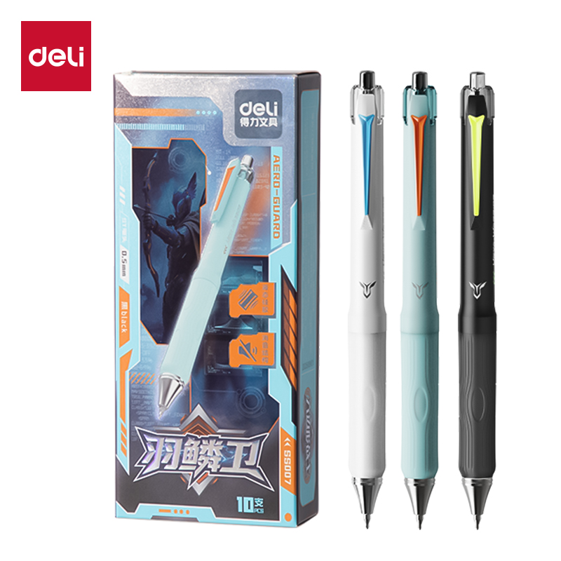 得力SS007六邊形戰(zhàn)士羽鱗衛(wèi)液態(tài)硅膠速干中性筆0.5mm雙珠ST頭(黑)(支)