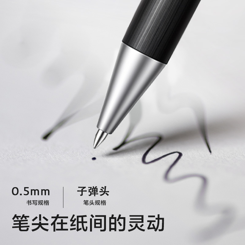 得力SA128臻順滑商務(wù)簽字按動(dòng)中性筆0.5mm子彈頭(黑)(支)