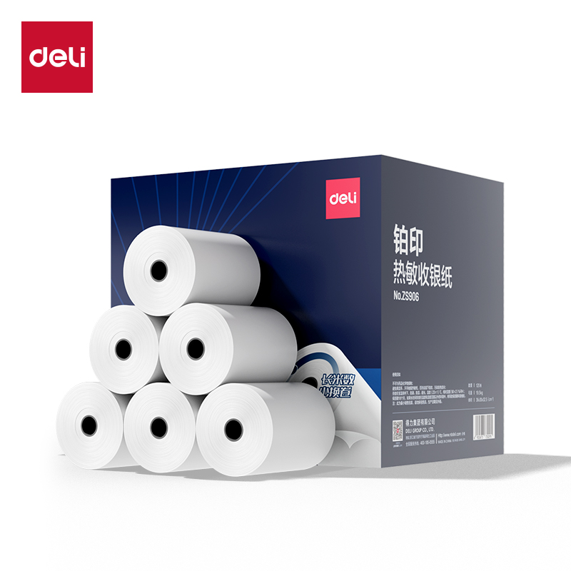 得力ZS906鉑印收銀紙80*60型-40米(混)(120卷/箱)