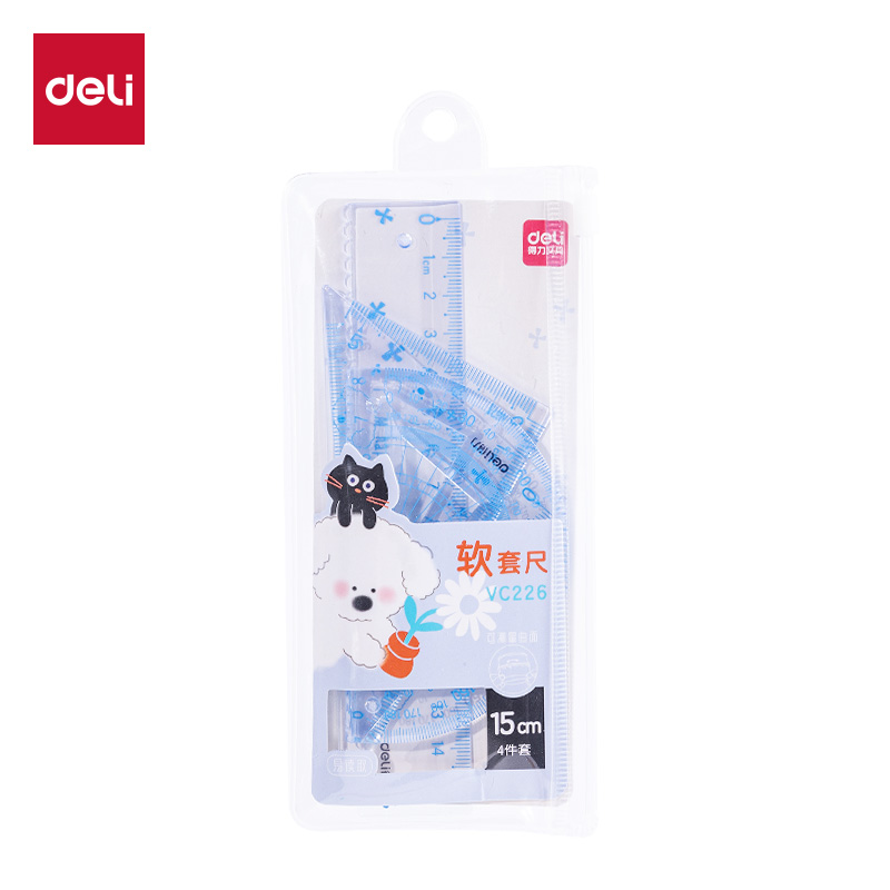 得力VC226主題卡通軟套尺15cm(藍)(套)