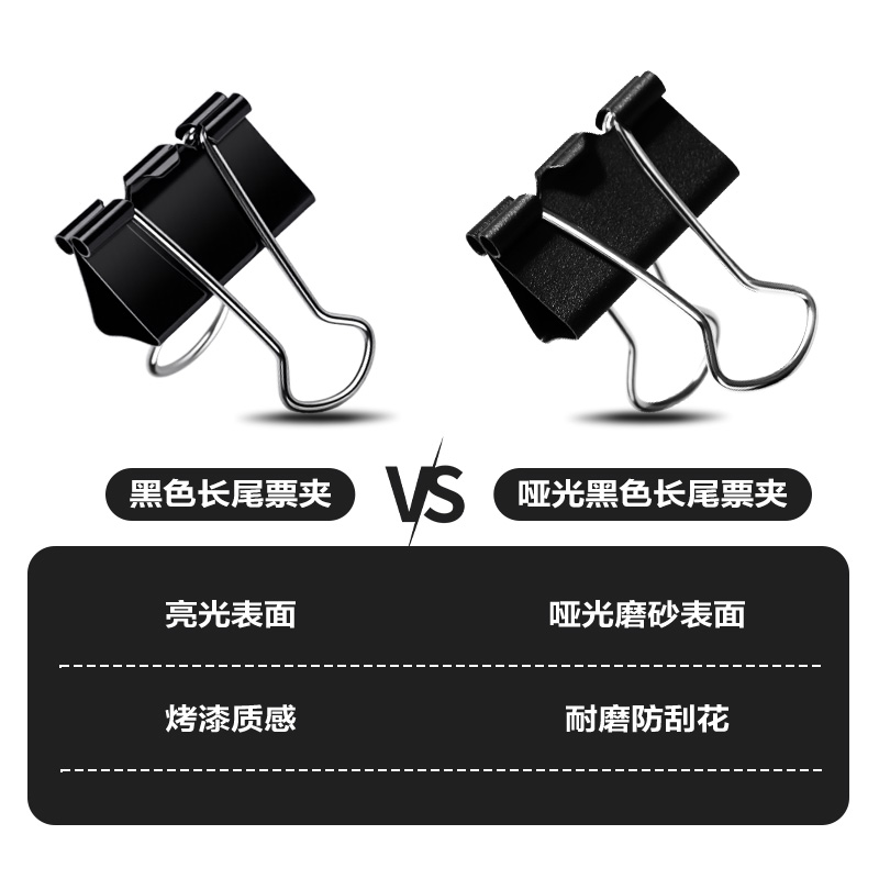 得力DP774啞光黑色長(zhǎng)尾票夾4#夾寬25mm筒裝(黑)(48只/筒)