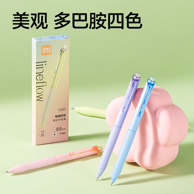 得力SA526速干常規(guī)按動(dòng)中性筆0.5mmST筆頭(黑)(4支/盒)
