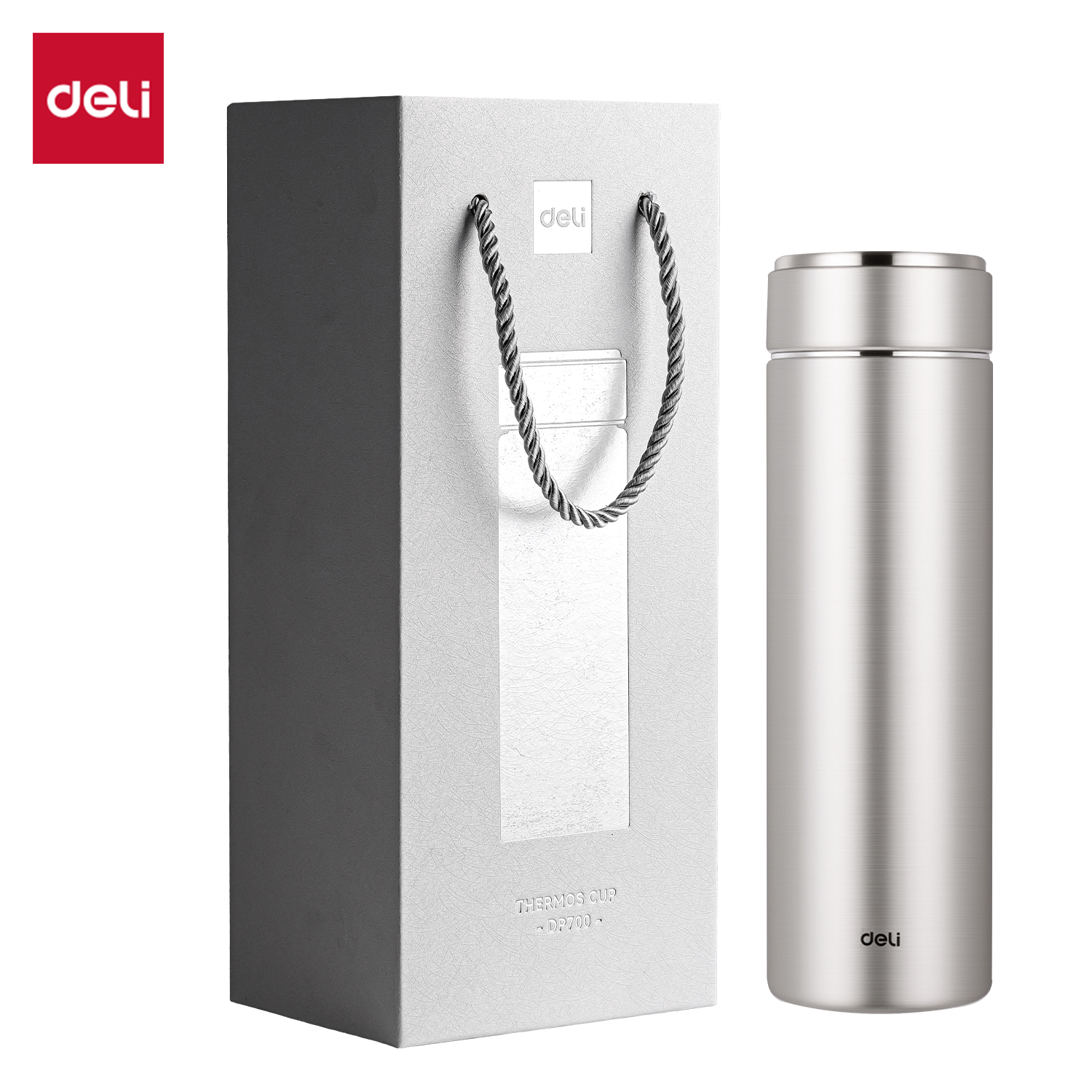 得力DP700保溫杯旋蓋500mL(銀色)(盒)