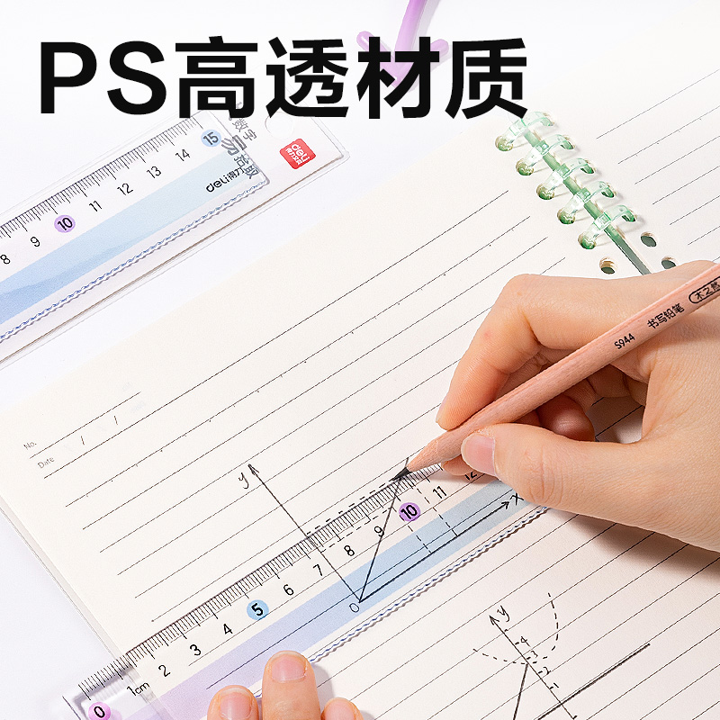 得力VC255彩虹易拾取直尺15cm(紫)(把)
