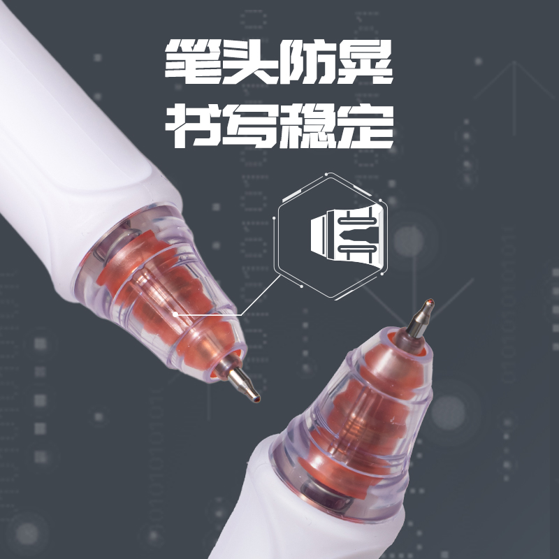 得力SA620速干按動(dòng)常規(guī)中性筆0.5mm雙珠ST頭(紅)(5支/盒)