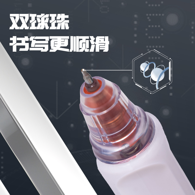 得力SA620速干按動(dòng)常規(guī)中性筆0.5mm雙珠ST頭(紅)(5支/盒)