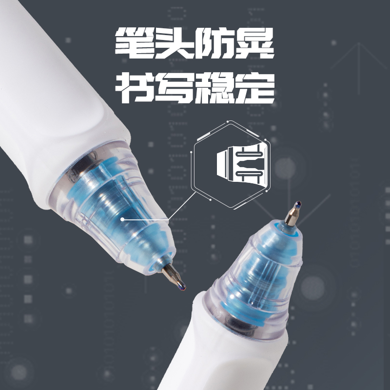 得力SA620速干按動常規(guī)中性筆0.5mm雙珠ST頭(藍)(5支/盒)