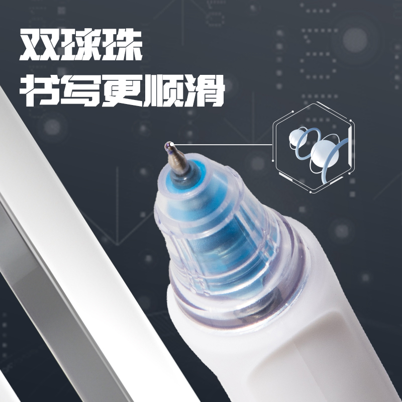 得力SA620速干按動常規(guī)中性筆0.5mm雙珠ST頭(藍)(5支/盒)