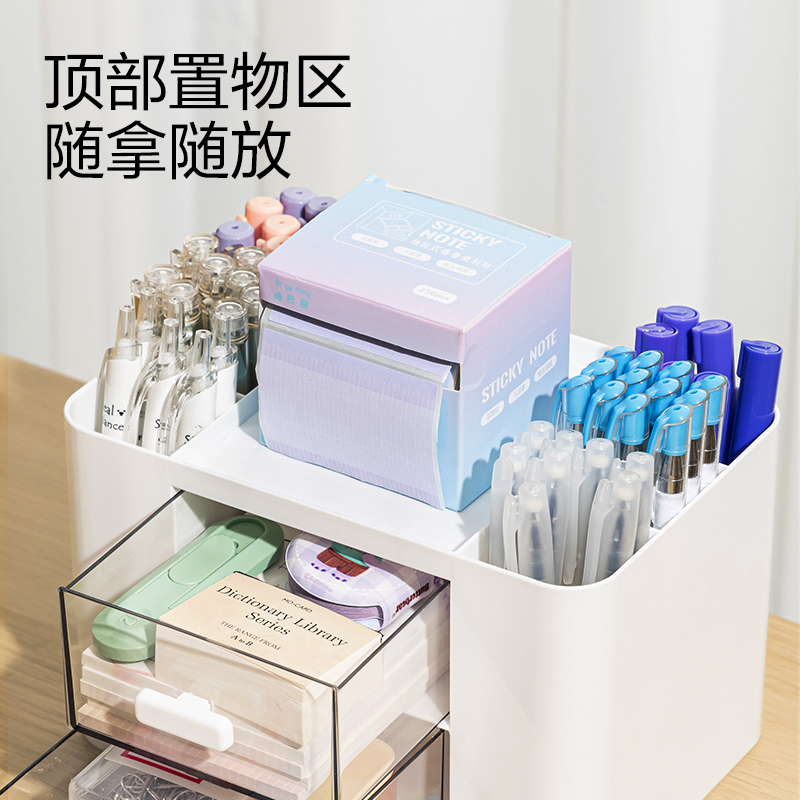 得力PK138桌面收納盒(白)(盒)