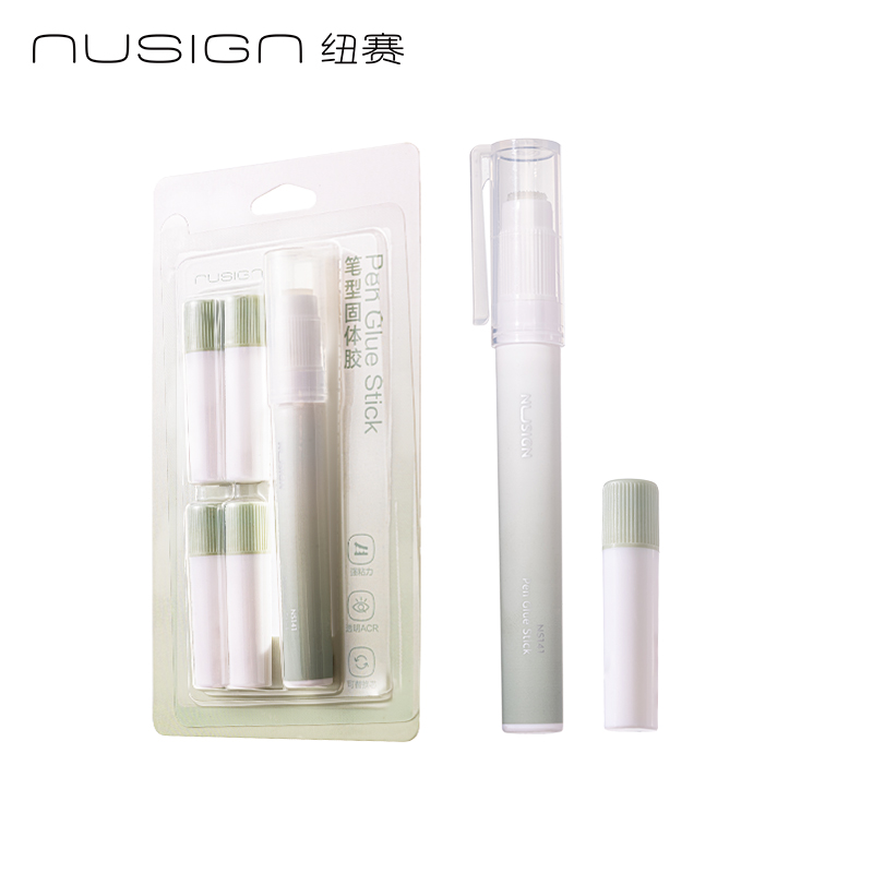 紐賽NS141-DZ固體膠(抹苔綠)(1支+4支替芯/卡)