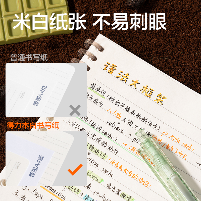 得力BDHB5-07五孔可開合活頁本-B5 50張(綠)(本)