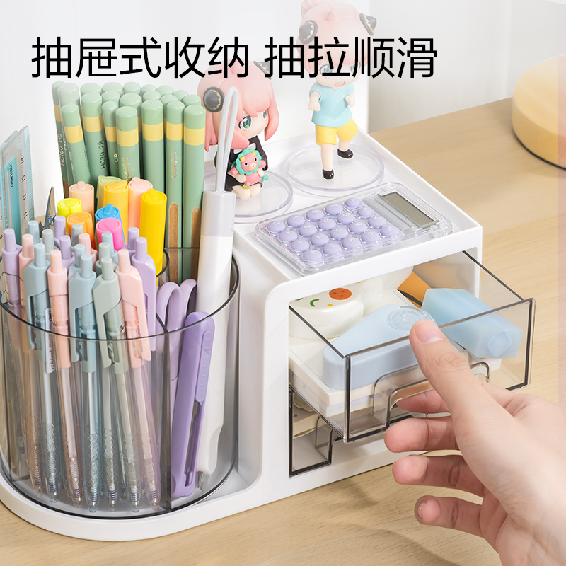 得力PK302旋轉(zhuǎn)筆筒(白)(個(gè))