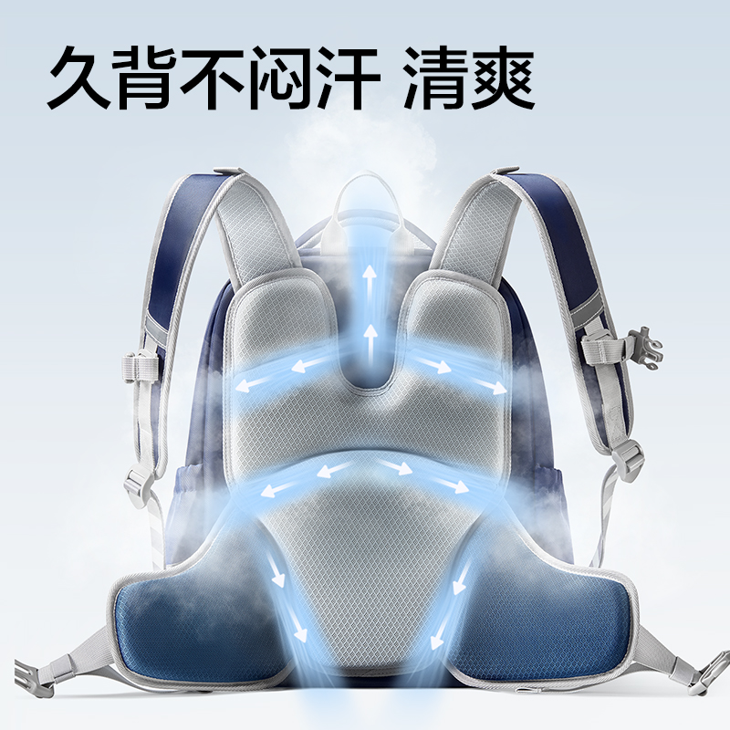 得力BB225矯姿大翻蓋書包(藍(lán)-M)(個)