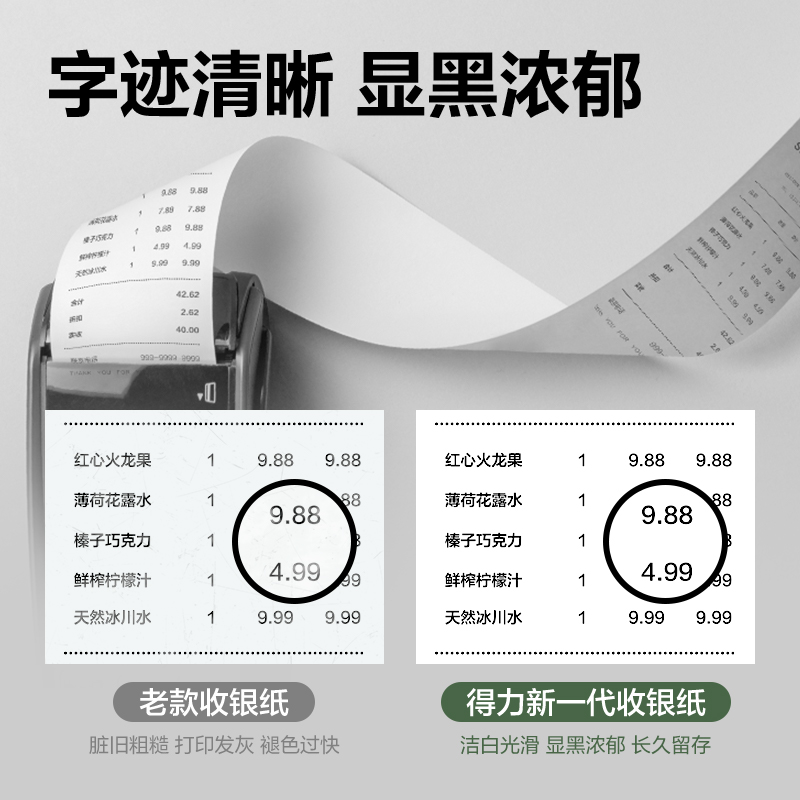 得力ZS194薄荷海無(wú)管芯收銀紙80*80型(混)(30卷/箱)