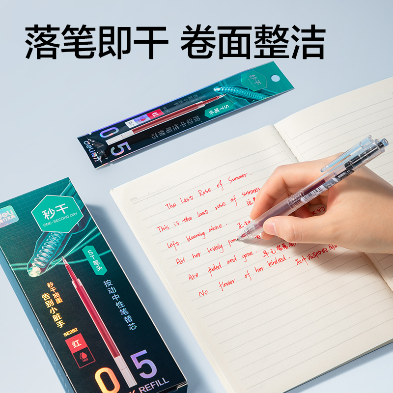 得力SE282秒干常規(guī)按動(dòng)中性筆替芯0.5mmST筆頭(紅)(支)