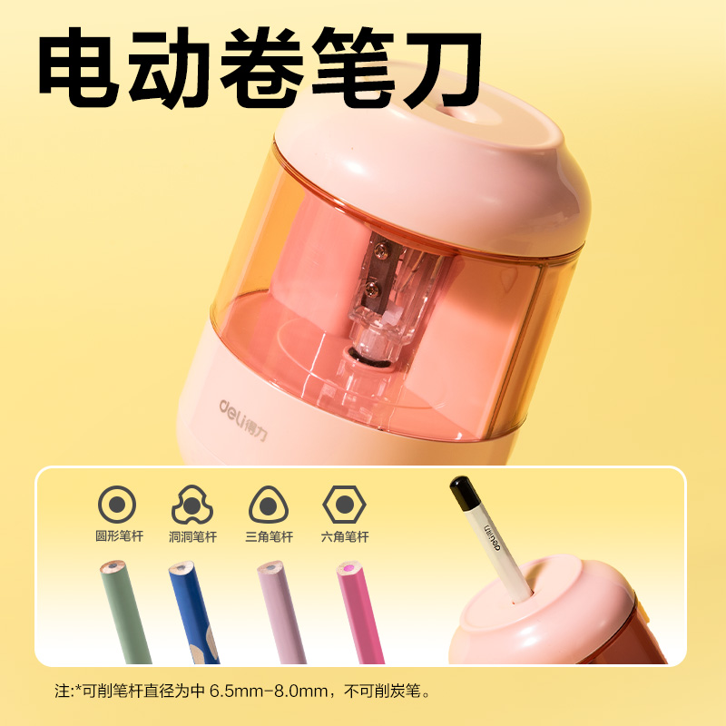 得力33303E電動(dòng)文具套裝(粉色)(套)