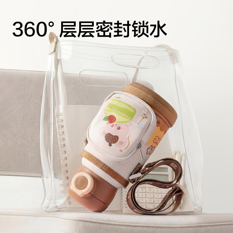 得力LL630兒童保溫杯(一杯多蓋)(630ml)(粉）