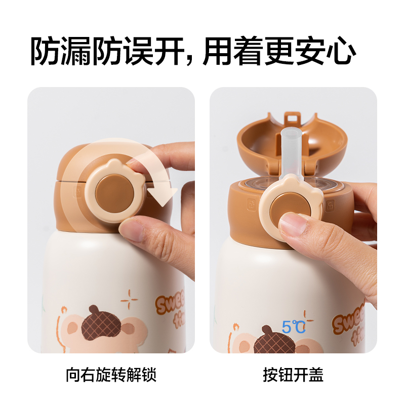 得力LL630兒童保溫杯(一杯多蓋)(630ml)(粉）