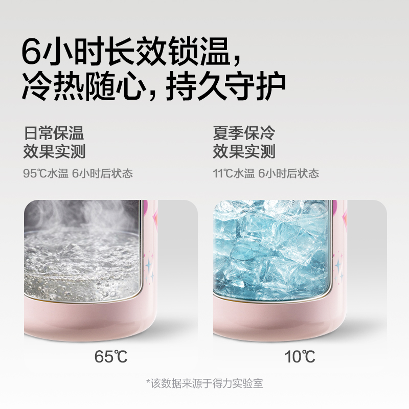 得力LL662學生保溫杯(雙飲杯)(480mL)(粉色)(彩盒裝)