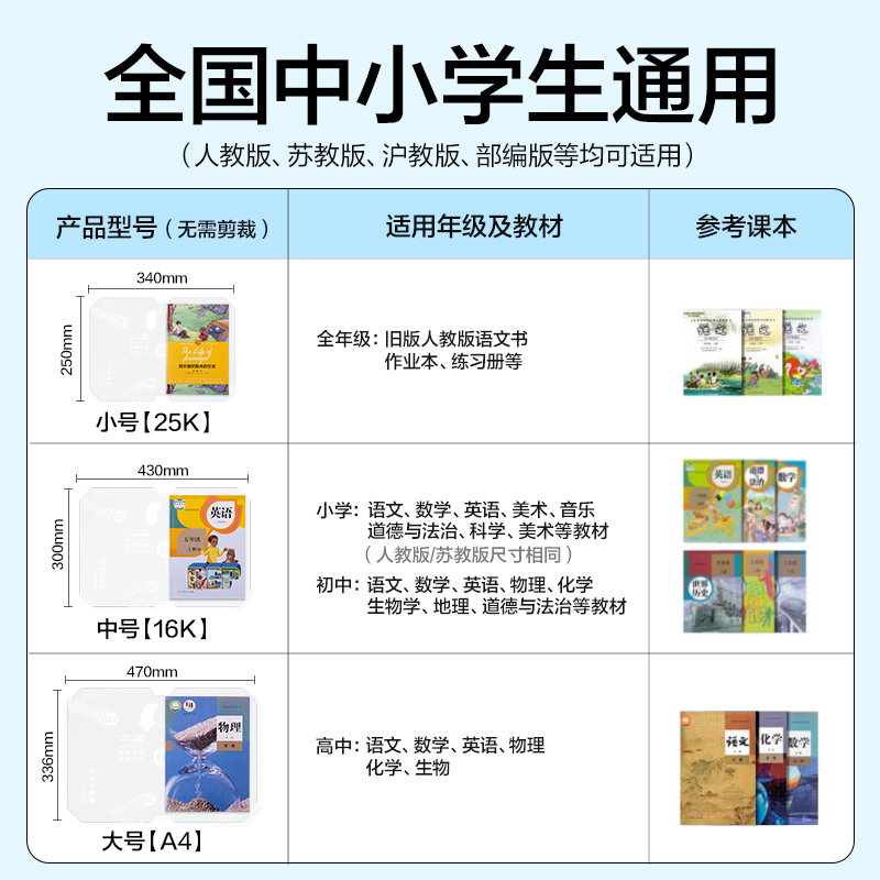 得力VM230-A4真透明分段貼包書膜列(混)(套)