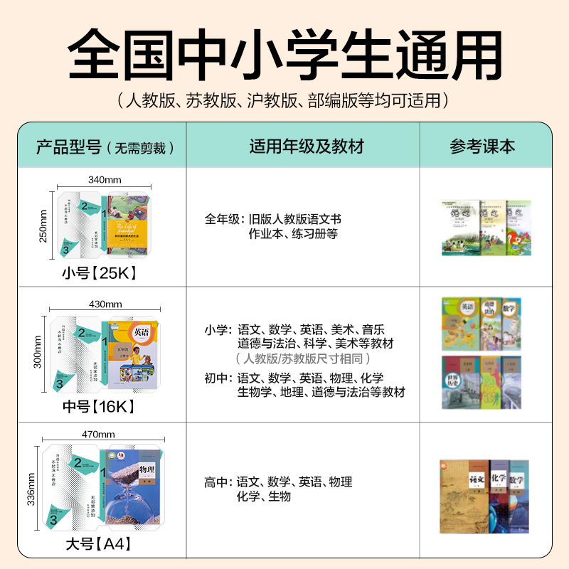 得力VM432-A4抖音真透明分段貼包書膜(混)(套)