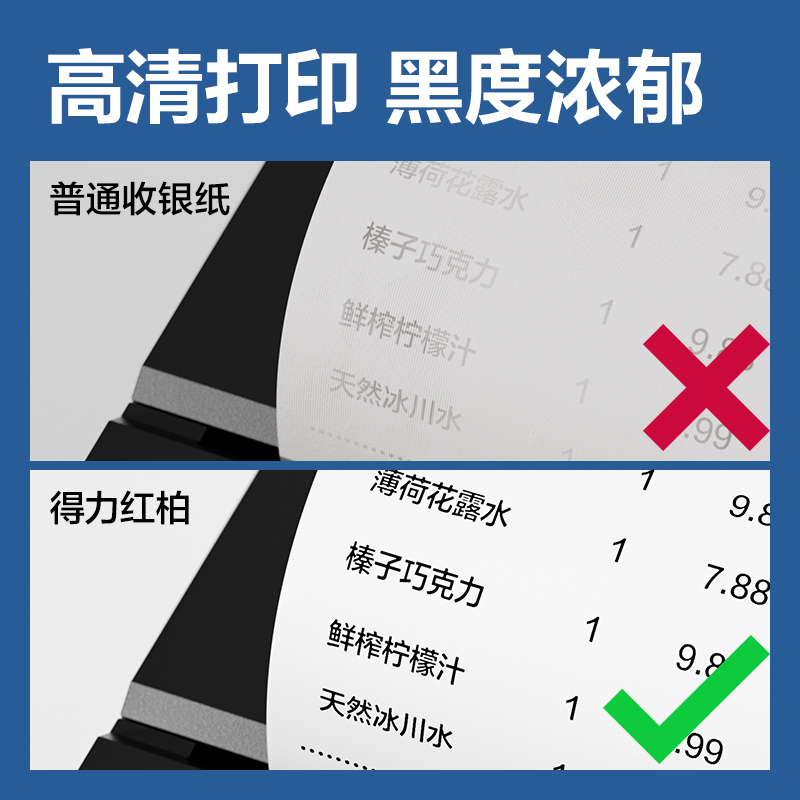 得力ZS933紅柏?zé)o管芯收銀紙57*50型(混)（32卷/箱）