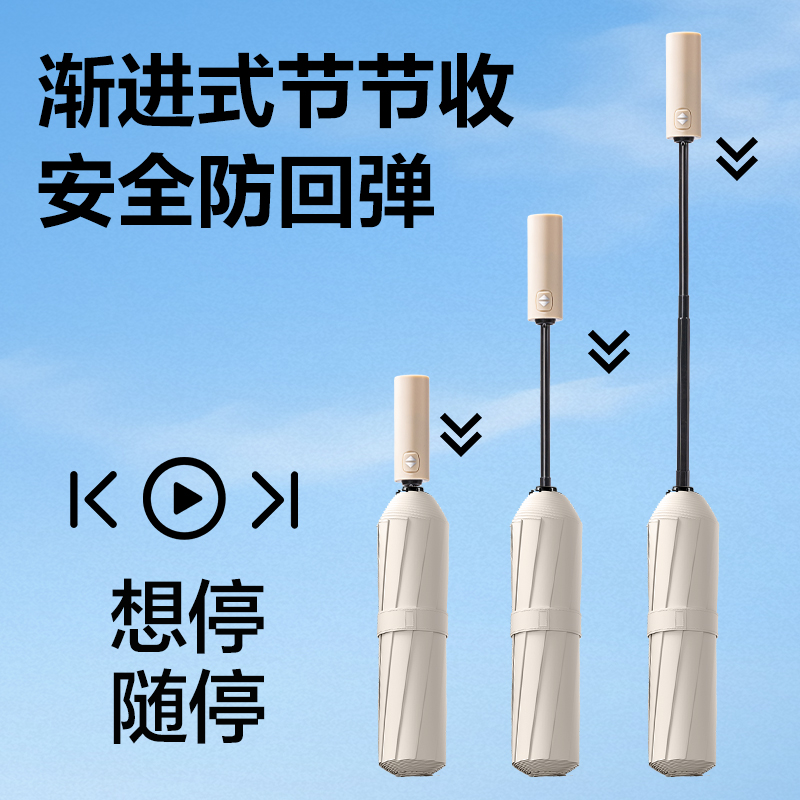 得力LY611自動(dòng)晴雨傘-節(jié)節(jié)收(10K58)(米白)(把)