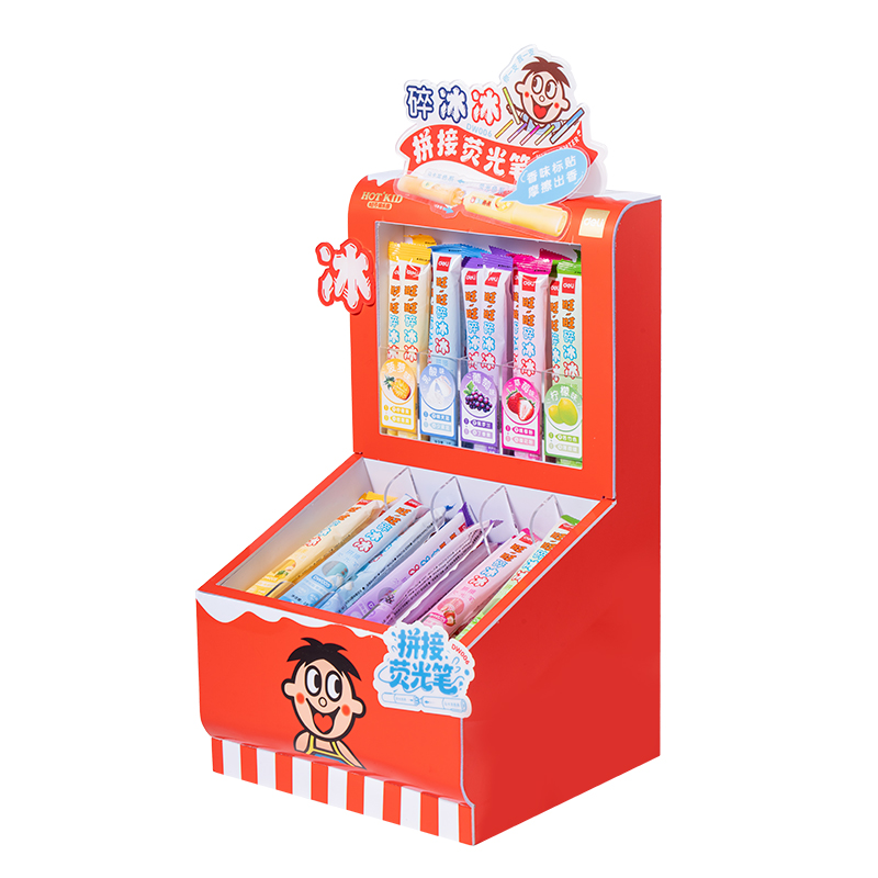 得力DW006旺旺迷你拼接香味熒光筆展架套裝(混)(60袋/架)