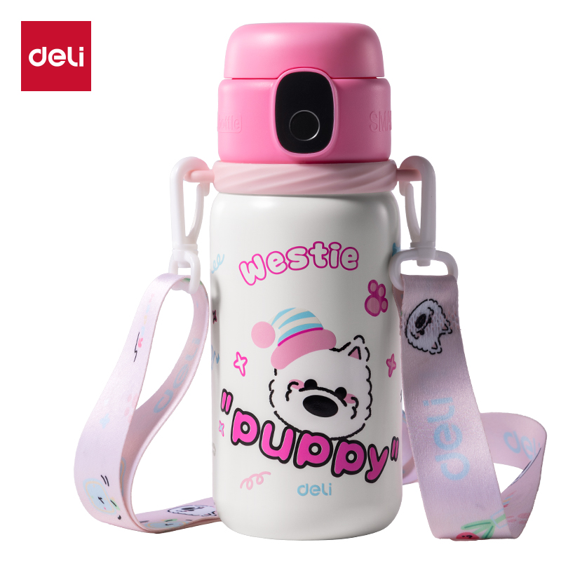 得力LL661智能指紋杯600mL316不銹鋼內(nèi)膽粉色(禮盒裝)