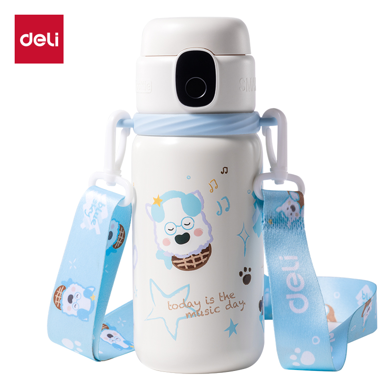 得力LL660智能指紋杯600mL316不銹鋼內(nèi)膽白色(禮盒裝)