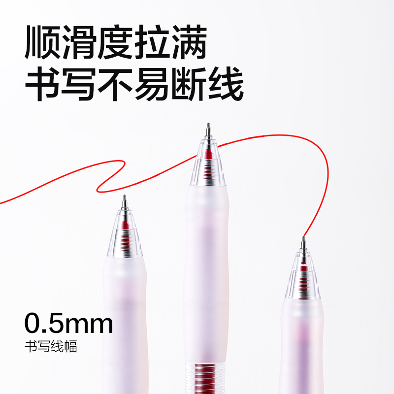 得力SA60爆款商務(wù)按動(dòng)中性筆0.5mm速干ST頭(紅)(支)