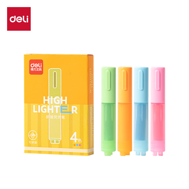 得力SK402迷你拼接熒光筆(混)（4支/盒）