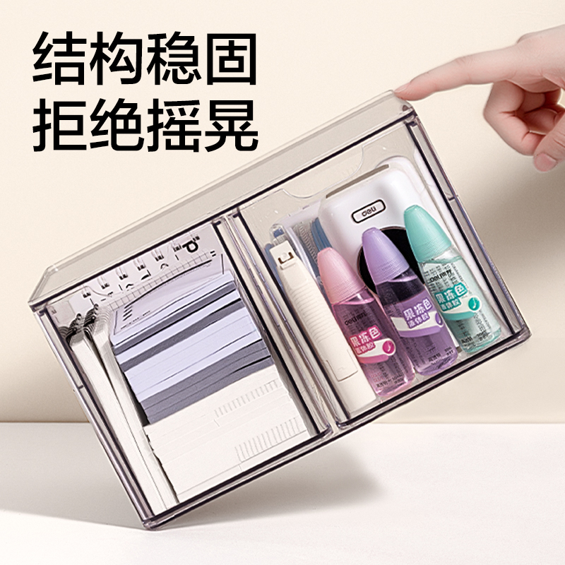 得力XDM231雙抽屜收納盒(透明)(盒)