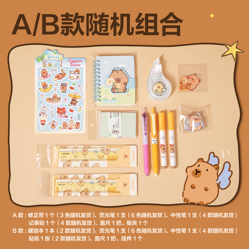 NN2495A得力卡皮巴拉文具福袋套裝(混)(袋)