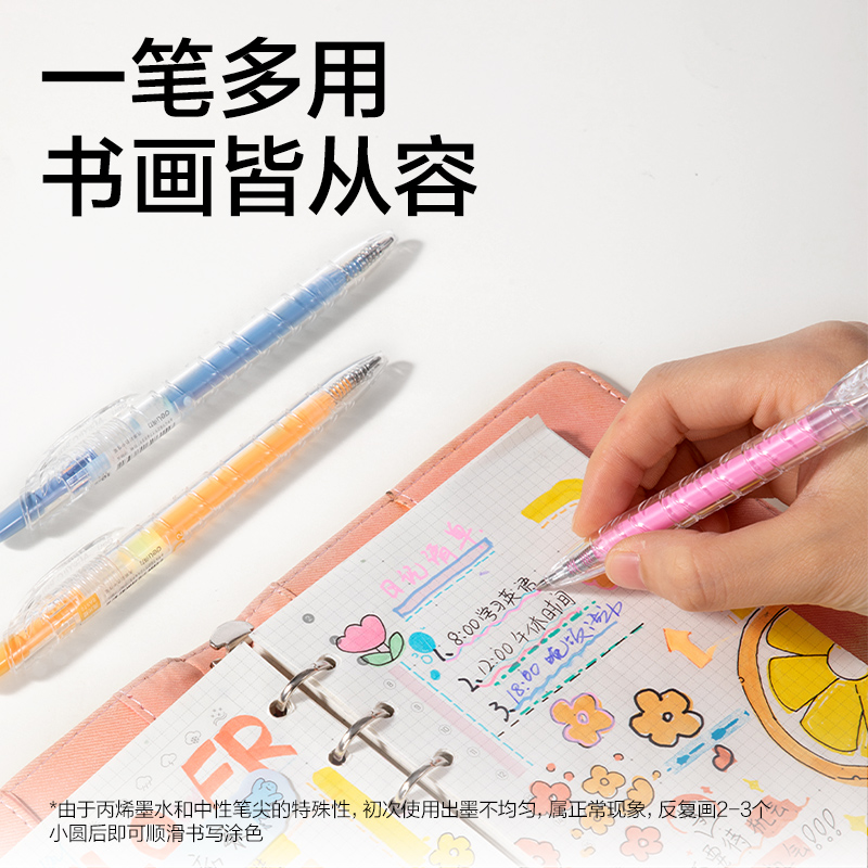 得力SA571大容量丙烯彩色中性筆1.0mm按動子彈頭(混)(24支/盒)