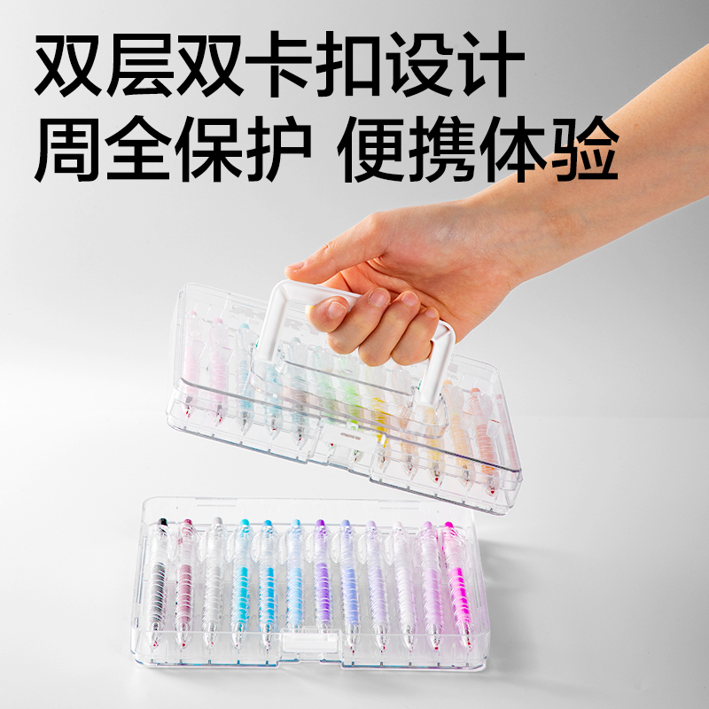 得力SA571大容量丙烯彩色中性筆1.0mm按動子彈頭(混)(24支/盒)