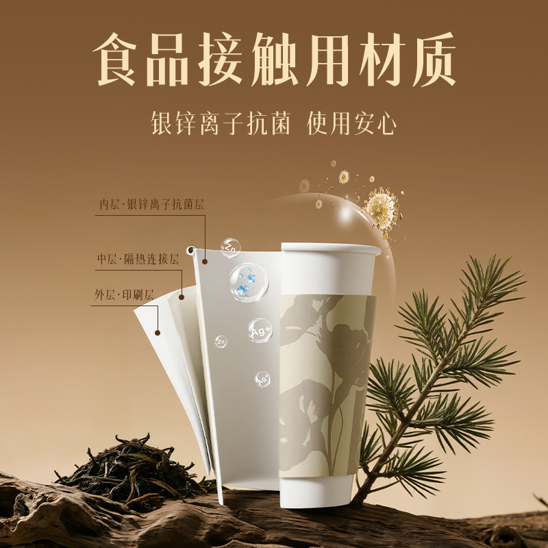 得力LL248-KJ雙層抗菌紙杯250ml(白)(袋)(20只/袋)