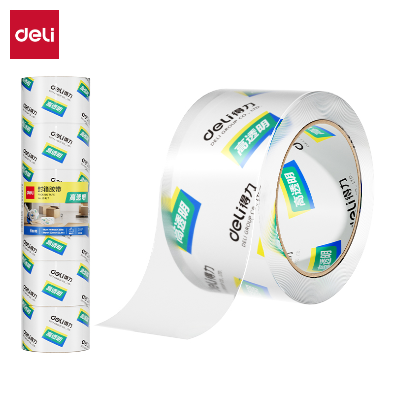 得力JD427封箱膠帶60mm*100y*50um(6卷/筒)(高透)
