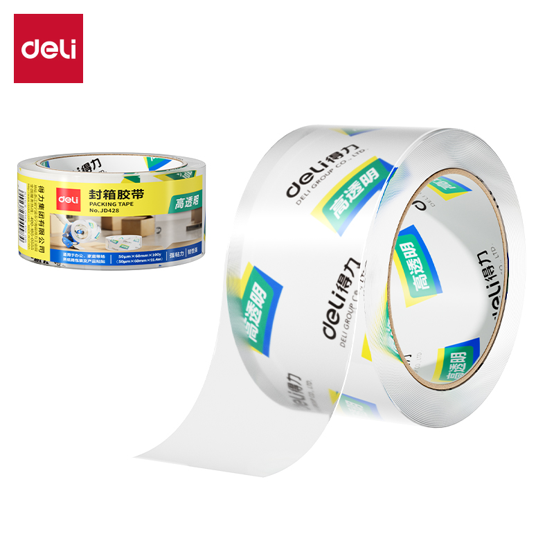 得力JD428封箱膠帶60mm*100y*50um(卷)(高透)