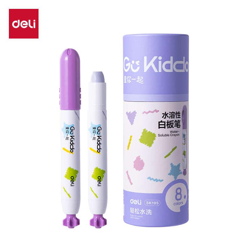 得力SK195水溶性白板筆(混)(8支/筒)
