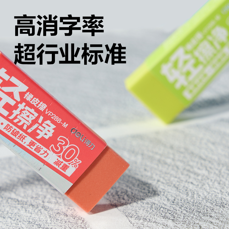得力VP288-M彩色輕擦凈橡皮擦中號((混)(塊)