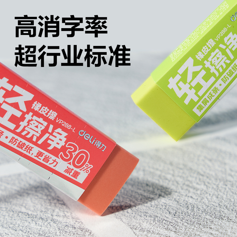 得力VP288-L彩色輕擦凈橡皮擦大號(混)(塊)