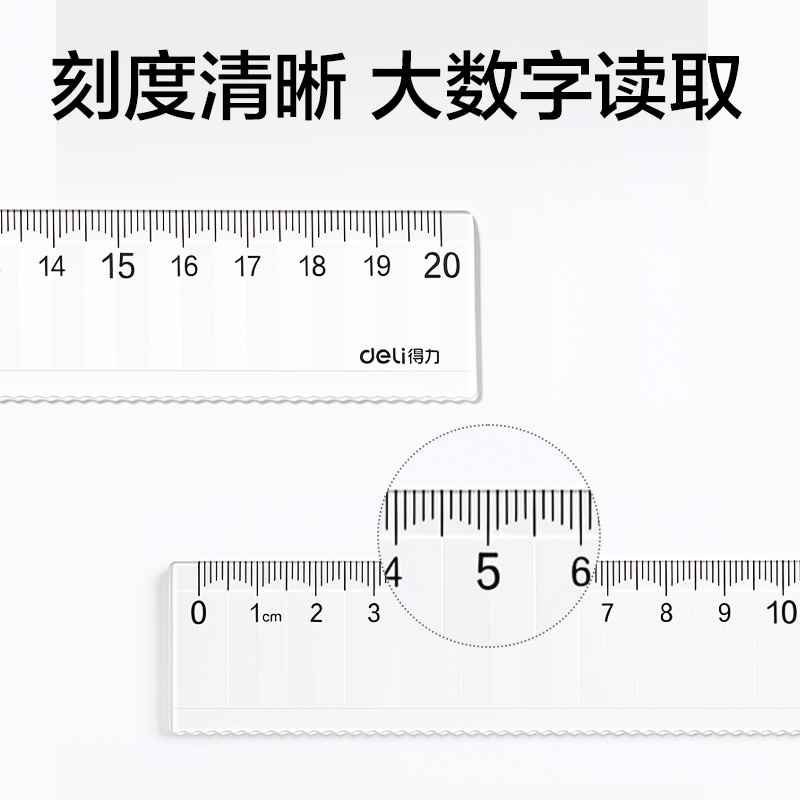 得力VC55-20Z防斷直尺20cm(透明)(把)