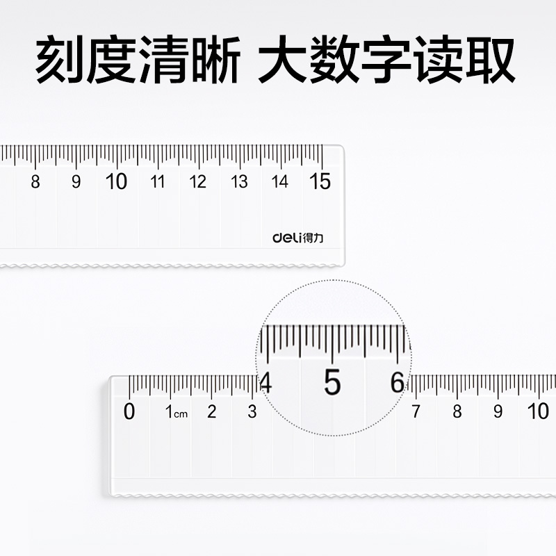 得力VC55-15Z防斷直尺15cm(透明)(把)