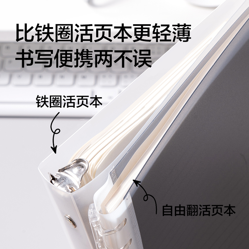 得力HA5503R軟脊本3孔可開合活頁本（混）