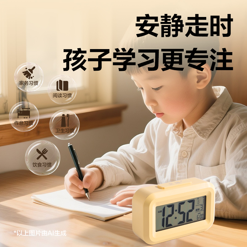 得力LE128時鐘-鬧鐘(黃)(臺)