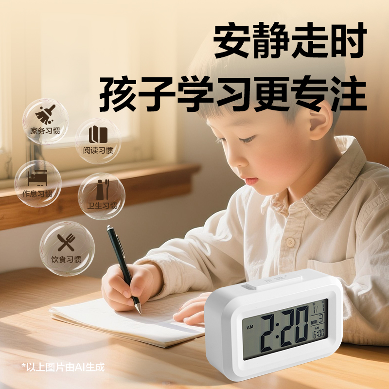 得力LE128時(shí)鐘-鬧鐘(白)(臺(tái))